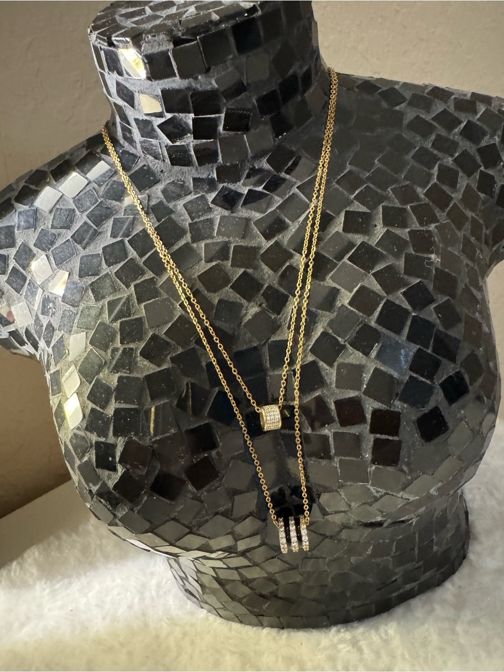 Layered Gold-Tone Crystal Pendant Necklace - Elegant Women's Jewelry